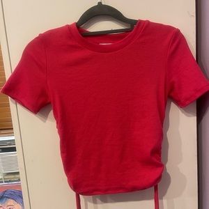 Hot pink ruched crop top